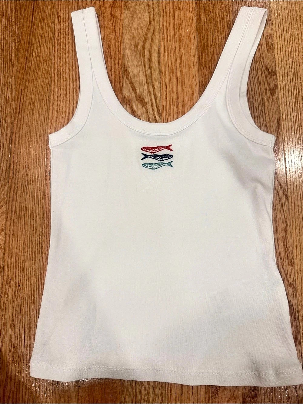 Abercrombie & Fitch Sardines Graphic Scoopneck Tank White Small